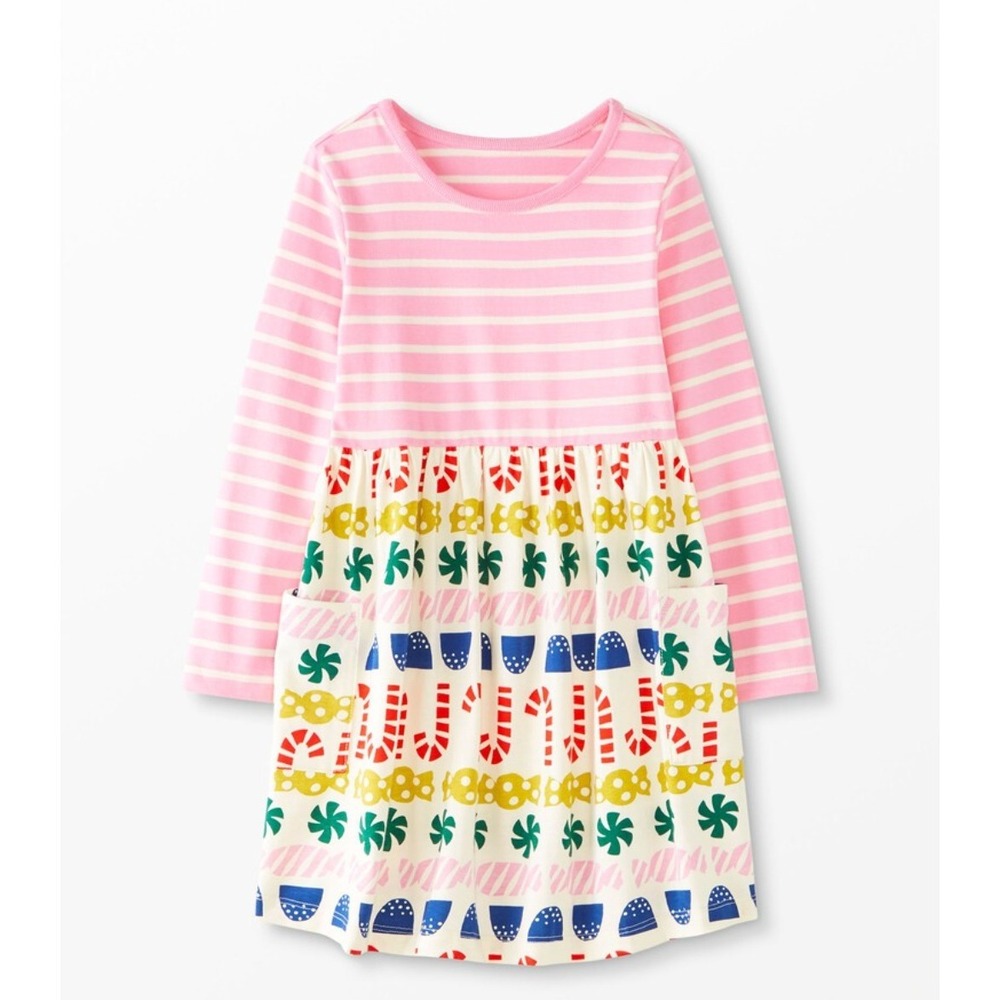 Hanna Andersson Little Girls 6/7 Holiday Colorful Striped Mixie Play Dress